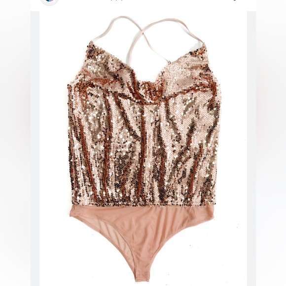 Sequins Sleeveless Bodysuit With Adjustable Straps New - Picture 1 of 4
